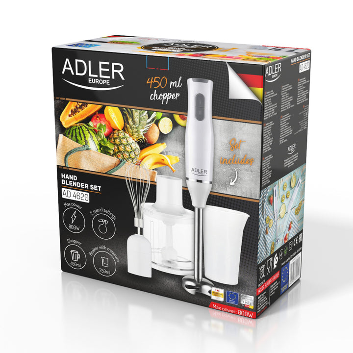 Stabmixer Adler, 2 Geschwindigkeiten, weiß, 800W, AD 4620