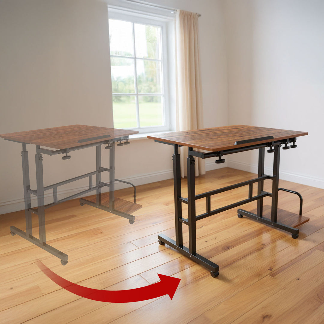 Maclean mobiler Laptop-Tisch, schwarz, Platte 80x60cm, 50kg max, Höhenverstellung 67-115 cm, MC-124 B