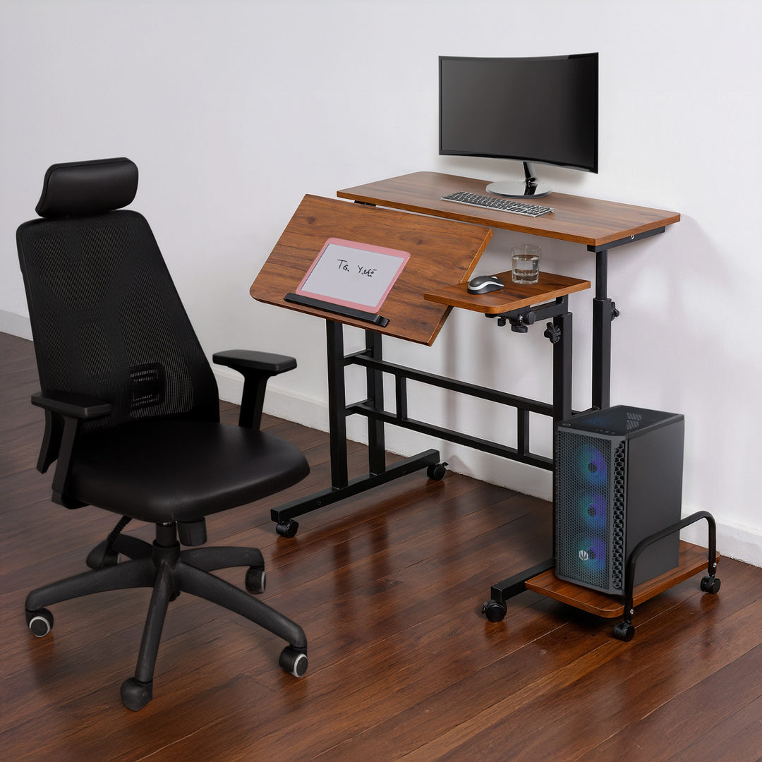 Maclean mobiler Laptop-Tisch, schwarz, Platte 80x60cm, 50kg max, Höhenverstellung 67-115 cm, MC-124 B