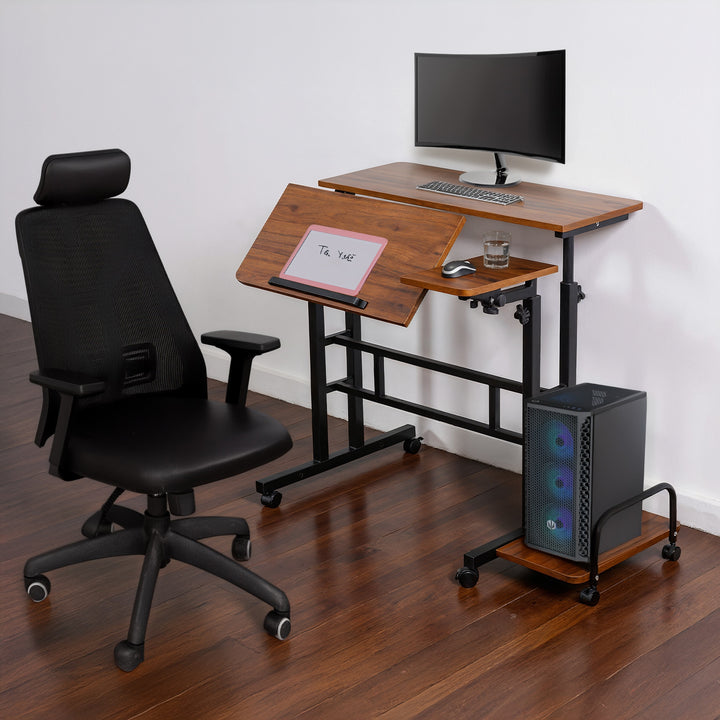 Maclean mobiler Laptop-Tisch, schwarz, Platte 80x60cm, 50kg max, Höhenverstellung 67-115 cm, MC-124 B