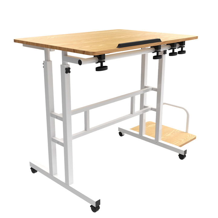 Mobiler Laptop-Tisch Maclean, weiß, Platte 80x60cm, 50kg max, Höhenverstellung 67-115cm , MC-124 W