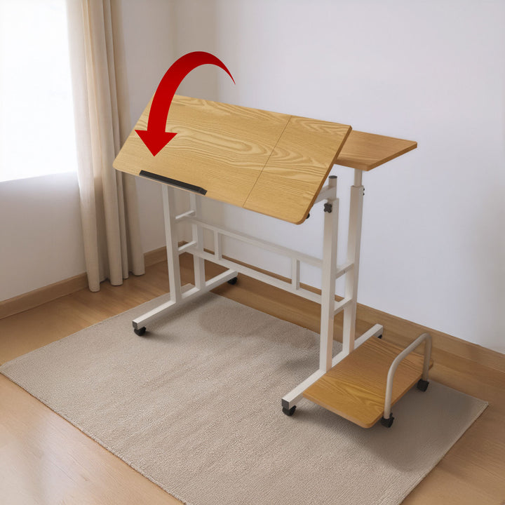 Mobiler Laptop-Tisch Maclean, weiß, Platte 80x60cm, 50kg max, Höhenverstellung 67-115cm , MC-124 W