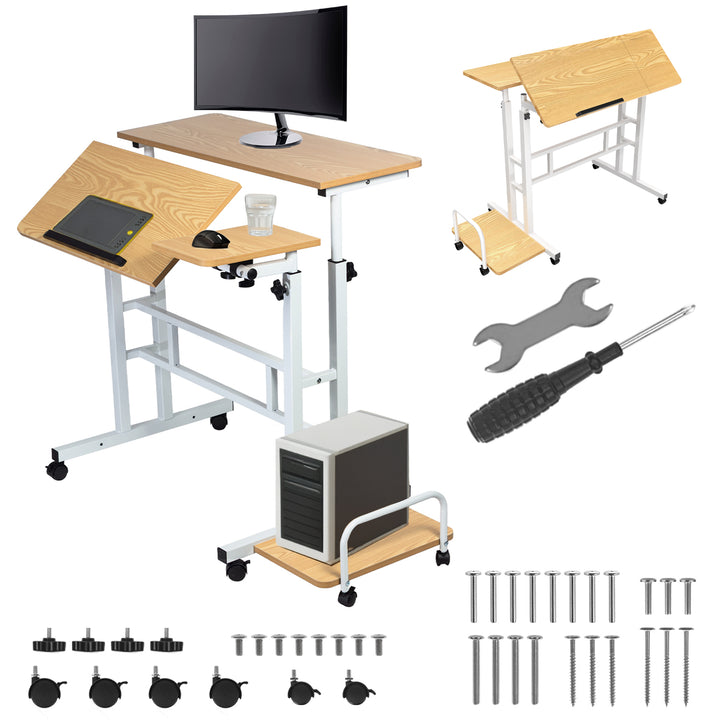 Mobiler Laptop-Tisch Maclean, weiß, Platte 80x60cm, 50kg max, Höhenverstellung 67-115cm , MC-124 W