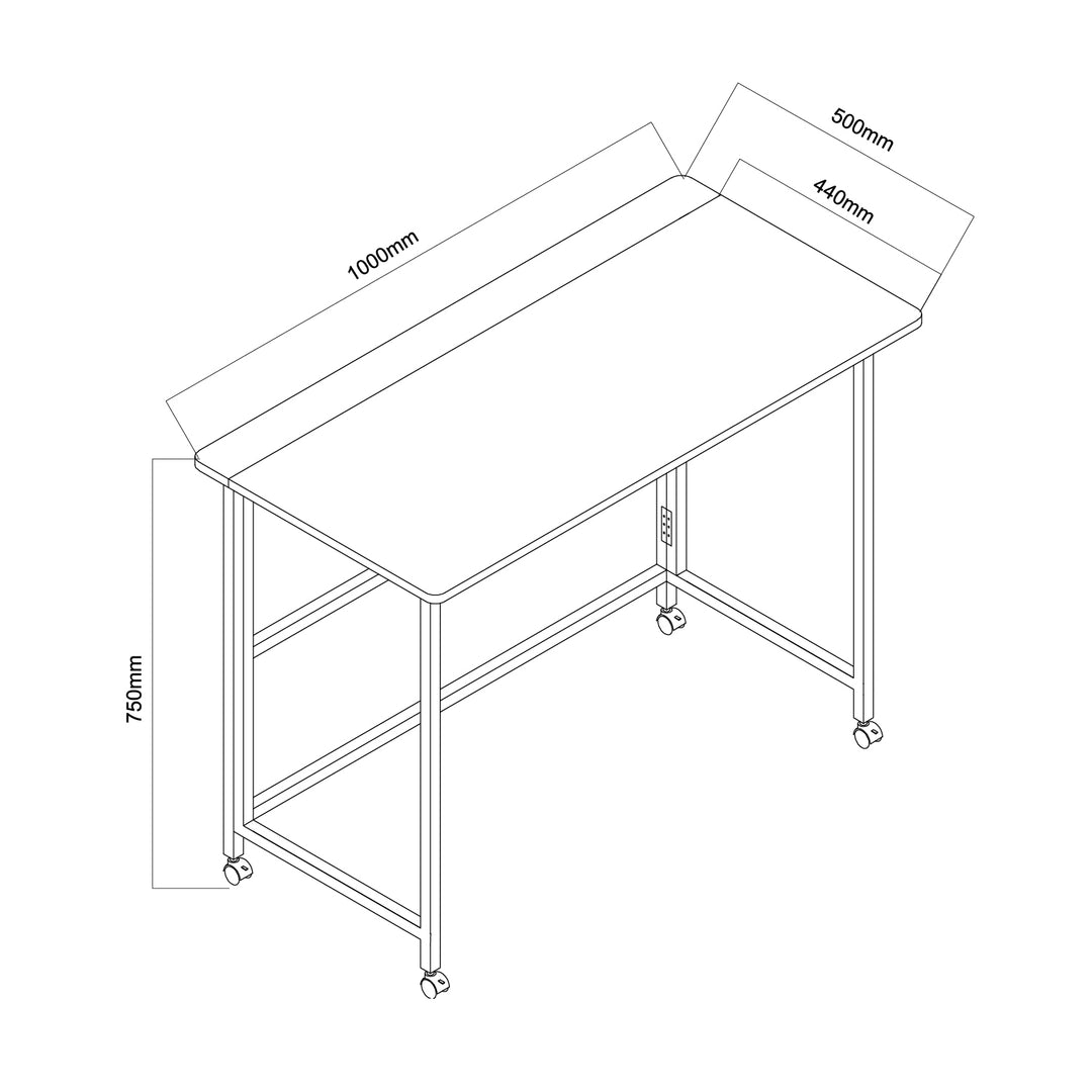 Maclean Klapptisch, schwarz, mobil, Platte 100x50cm, max. 50kg, MC-1250 B