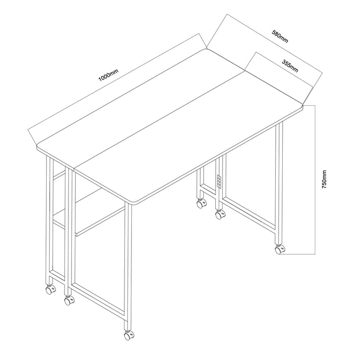 Maclean Klapptisch, schwarz, mobil, Platte 100x58cm, max. 50kg, MC-126 B