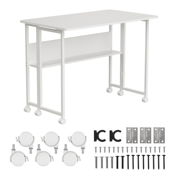 Maclean Klapptisch, weiß, fahrbar, Platte 100x58cm, max. 50kg, MC-126 W