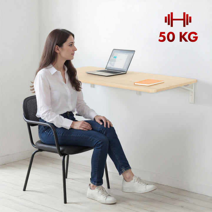 Maclean Klappbares Regal / Tischplatte, helle Holzfarbe, 100x40cm, max. 50 kg, MC-128 WD