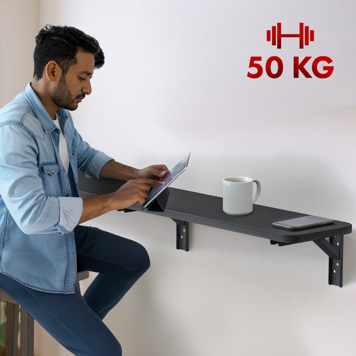 Maclean Klappbares Regal/Aufsatz, schwarz, 100x20 cm, max. 50 kg, MC-129 B