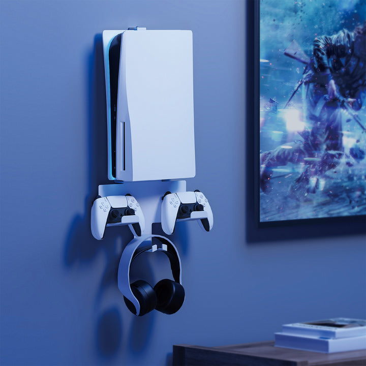 Wandhalterung weiß Kompatibel mit PS5 mit Pad-Halter, 10kg max,RS181 + Wandhalterung weiß für Playstation 5 Konsole, 10kg max, NanoRS RS180