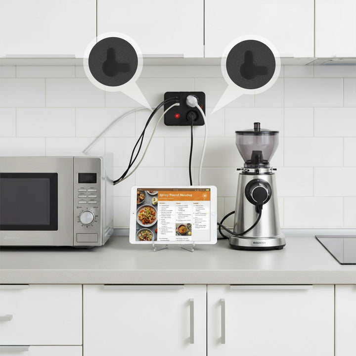 Maclean Steckdosenleiste, 2-Steckdosen-Verlängerungskabel + 3xUSB, 110-240V AC 50/60Hz, 2,1A max 2500W, 1,5m, schwarz, MCE387 B