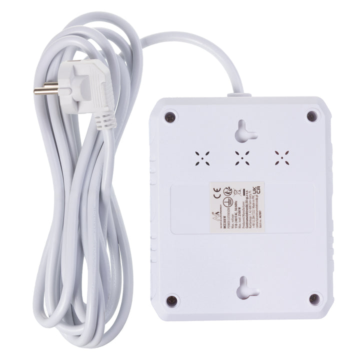 Maclean Steckdosenleiste, Verlängerungskabel 2 Steckdosen + 3xUSB, 110-240V AC 50/60Hz, 2,1A max 2500W, 3 m, weiß, MCE388 W