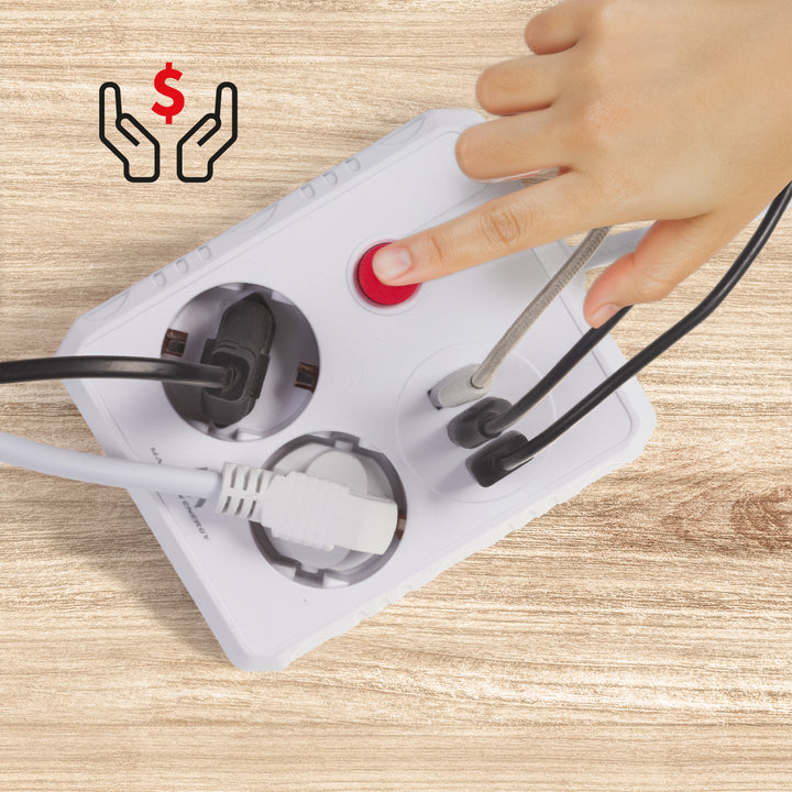 Maclean Steckdosenleiste, Verlängerungskabel 2 Steckdosen + 3xUSB, 110-240V AC 50/60Hz, 2,1A max 2500W, 3 m, weiß, MCE388 W