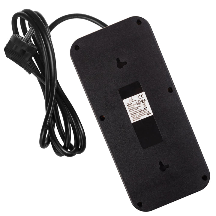 Maclean Steckdosenleiste, 6-fach Verlängerungskabel + 4xUSB, 110-240V AC 50/60Hz, 2,1A max 2500W, 1,5 m, schwarz, MCE389 B