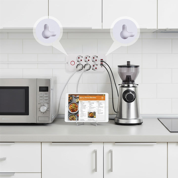 Maclean Steckdosenleiste, 6-fach Verlängerungskabel + 4xUSB, 110-240V AC 50/60Hz, 2.1A max 2500W, 3m, weiß, MCE391 W