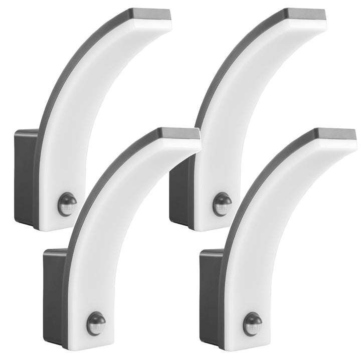 Maclean Bewegungsmelder LED-Lampe, PIR-Bewegungsmelder, grau, 20W, IP65, 2000lm, neutralweiß (4000K) MCE512 GR, 4 Stück