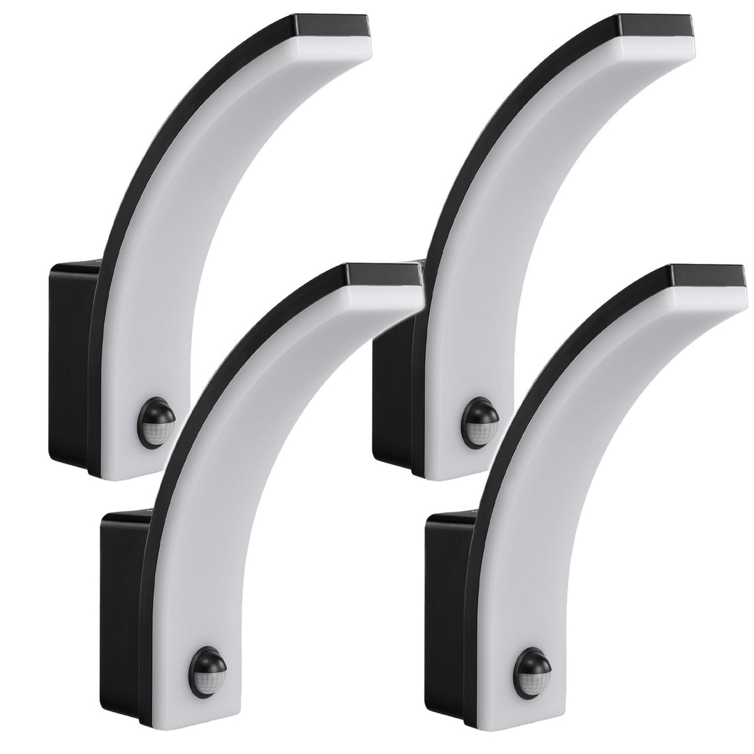 Maclean Bewegungsmelder LED-Lampe, PIR-Bewegungsmelder, schwarz, 20W, IP65, 2000lm, neutralweiß (4000K) MCE512 B, 4 Stück