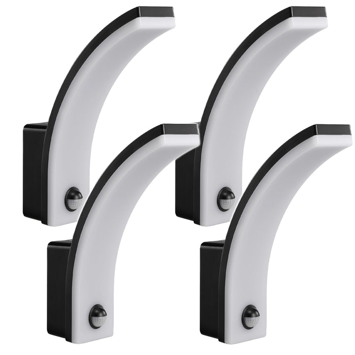 Maclean Bewegungsmelder LED-Lampe, PIR-Bewegungsmelder, schwarz, 20W, IP65, 2000lm, neutralweiß (4000K) MCE512 B, 4 Stück
