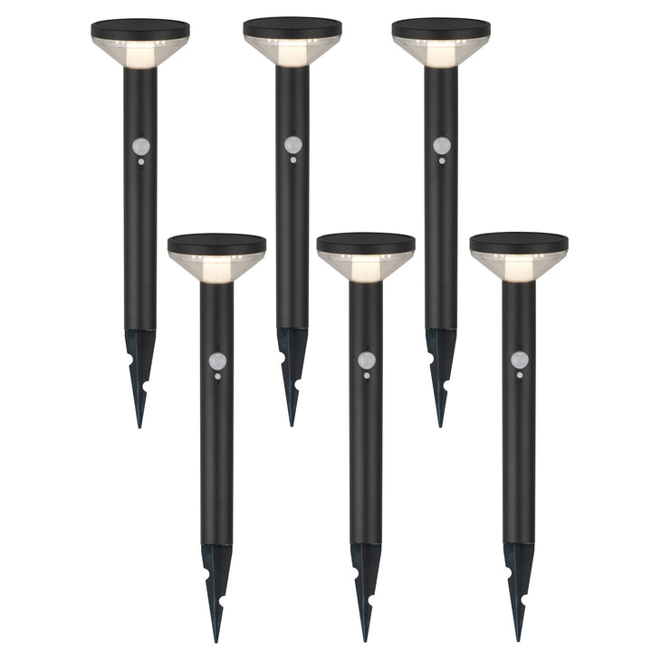 Maclean Solar LED-Leuchte, mit Sensor, 3 Modi, steckbar, Li-ion 18650, IP44, 3,7V, 1200 mAh, Schwarz, MCE465 B, 6 Stück