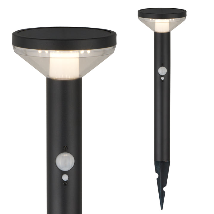 Maclean Solar LED-Leuchte, mit Sensor, 3 Modi, steckbar, Li-ion 18650, IP44, 3,7V, 1200 mAh, Schwarz, MCE465 B, 8 Stück