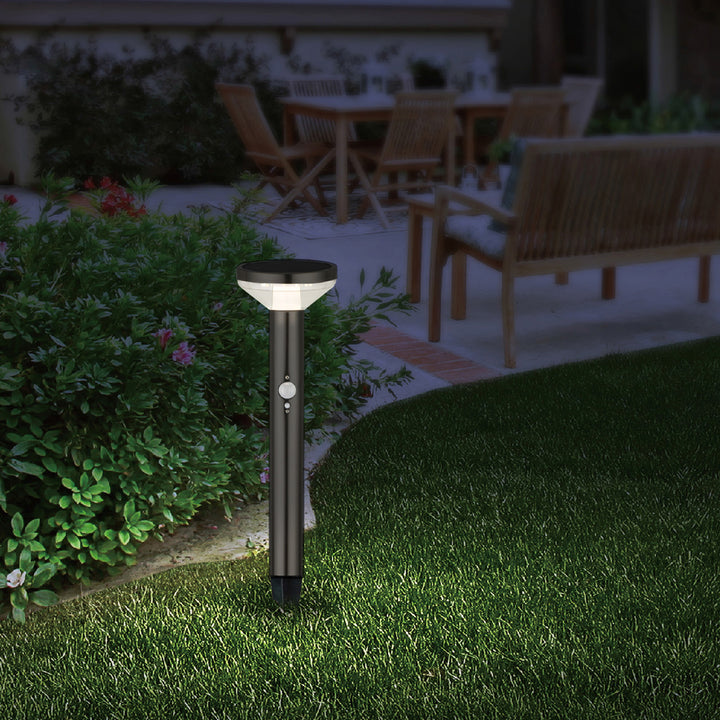 Maclean Solar LED-Leuchte, mit Sensor, 3 Modi, steckbar, Li-ion 18650, IP44, 3,7V, 1200 mAh, Schwarz, MCE465 B, 8 Stück