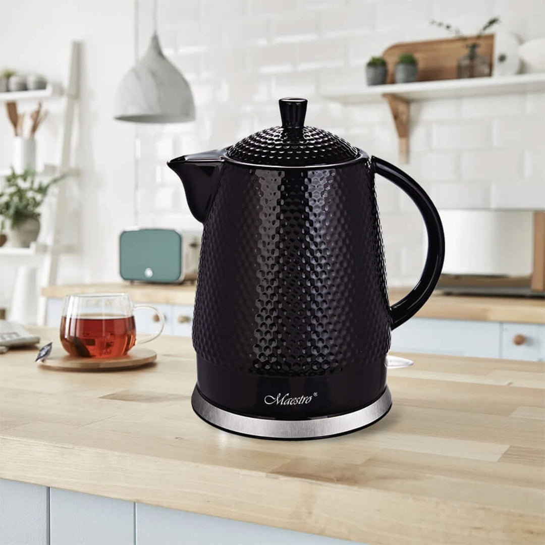 Maestro Keramik-Wasserkocher, 1,5 Liter Fassungsvermögen, 1500 W, schwarz, MR069 UK-Stecker