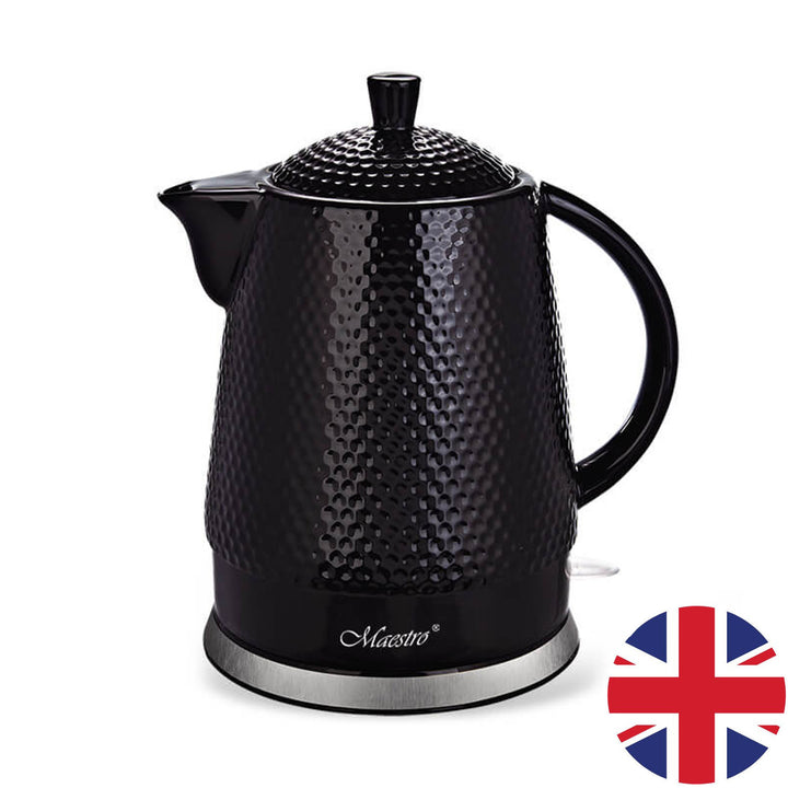 Maestro Keramik-Wasserkocher, 1,5 Liter Fassungsvermögen, 1500 W, schwarz, MR069 UK-Stecker