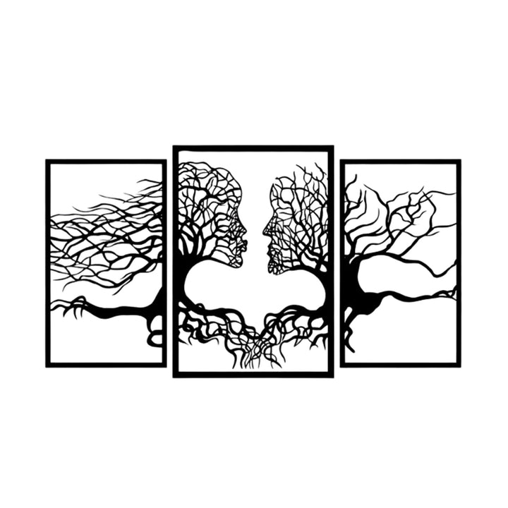 Eyoka durchbrochene Malerei, 3D-Wanddekoration, 3D-Gemälde "Baumgesichter" 120x67cm Schwarz