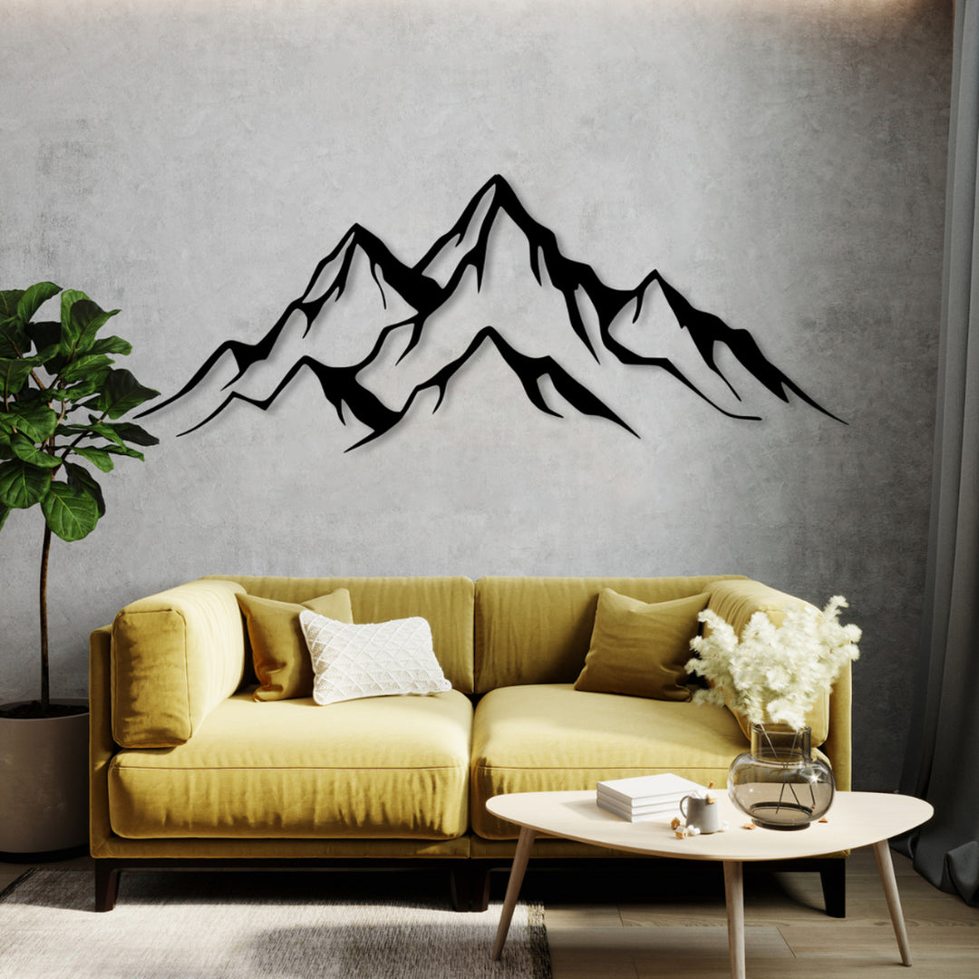 Durchbrochene Malerei, 3D Wanddekoration, 3D Gemälde "Panorama der Berge" 180x61cm Schwarz
