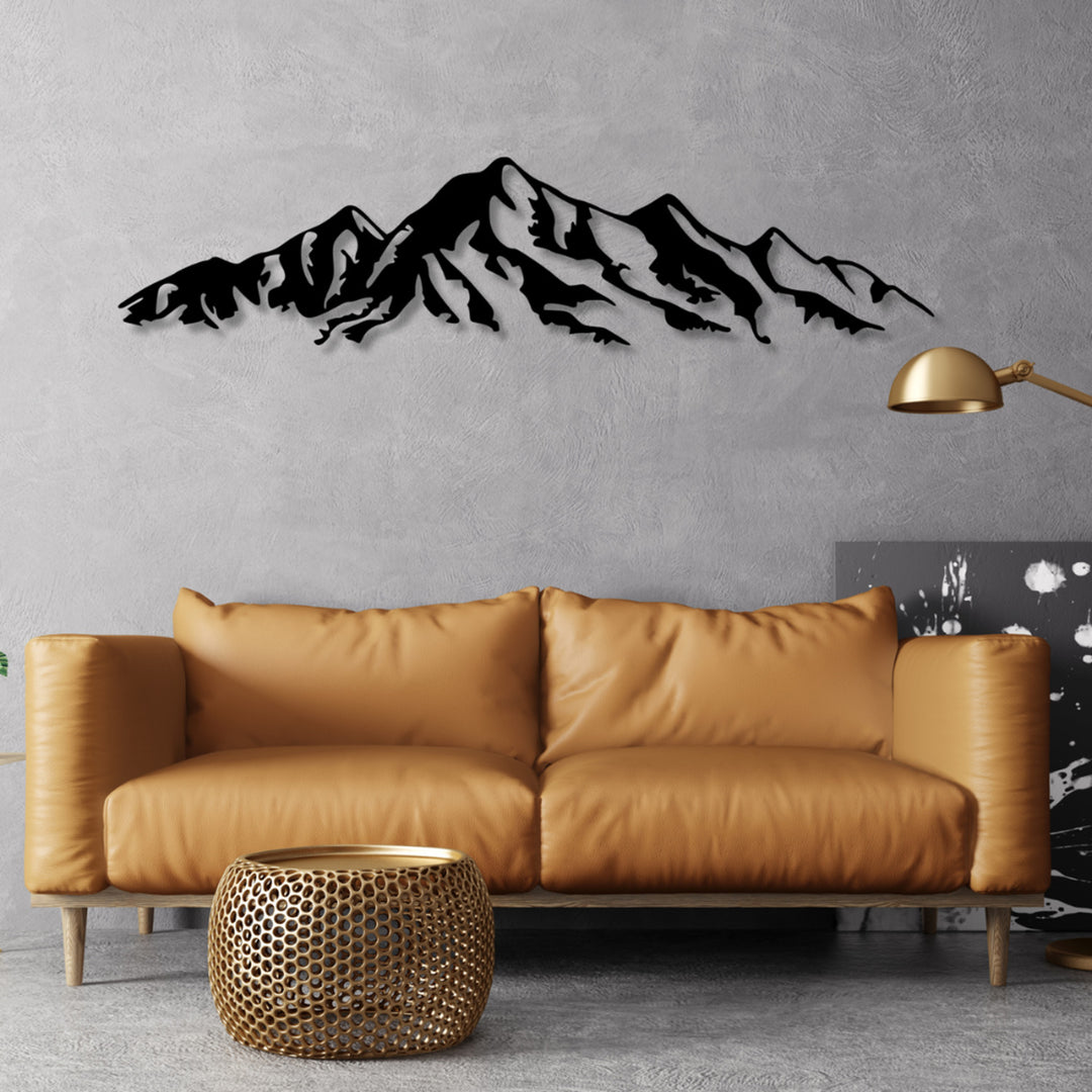 Durchbrochenes Bild, 3D Wanddekoration, 3D Bild "Alpen Berge" 120x28cm Schwarz