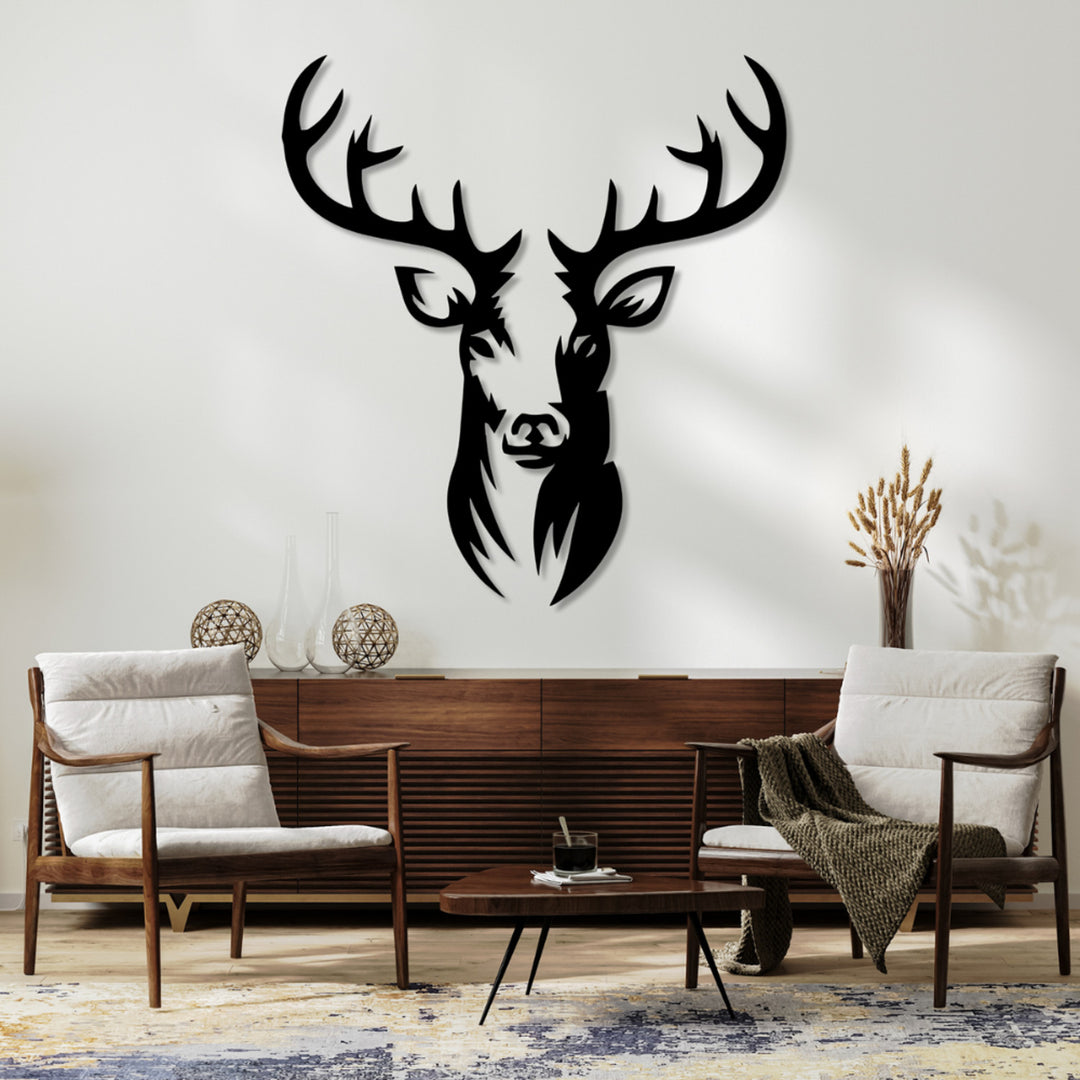 Durchbrochenes Bild, 3D Wanddekoration, 3D Bild "Hirsch" 50x45cm schwarz