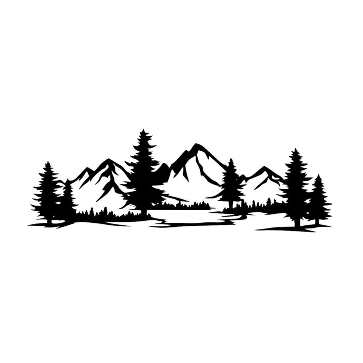 Durchbrochene Malerei, 3D-Wanddekoration, 3D-Gemälde "Berge mit Wald" 67x23cm Schwarz