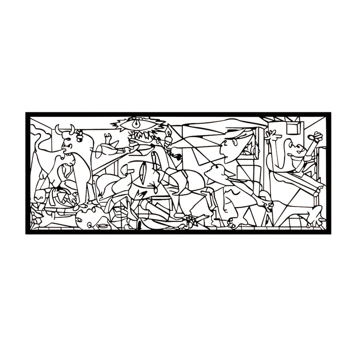 Durchbrochene Malerei, 3D Wanddekoration, 3D Gemälde "Guernica von Pablo Picasso" 67x27cm Schwarz