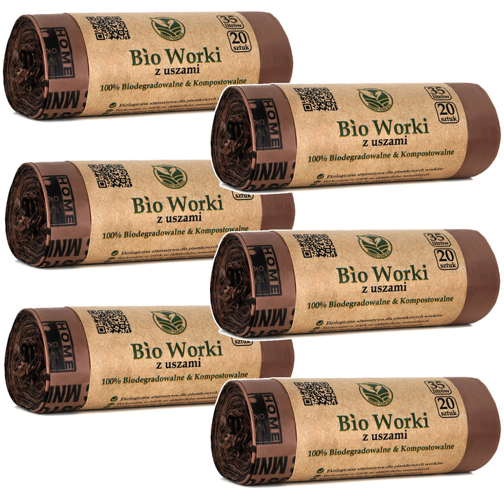 BIO kompostierbare Beutel 35 Liter 6x20 Stück Sipeko