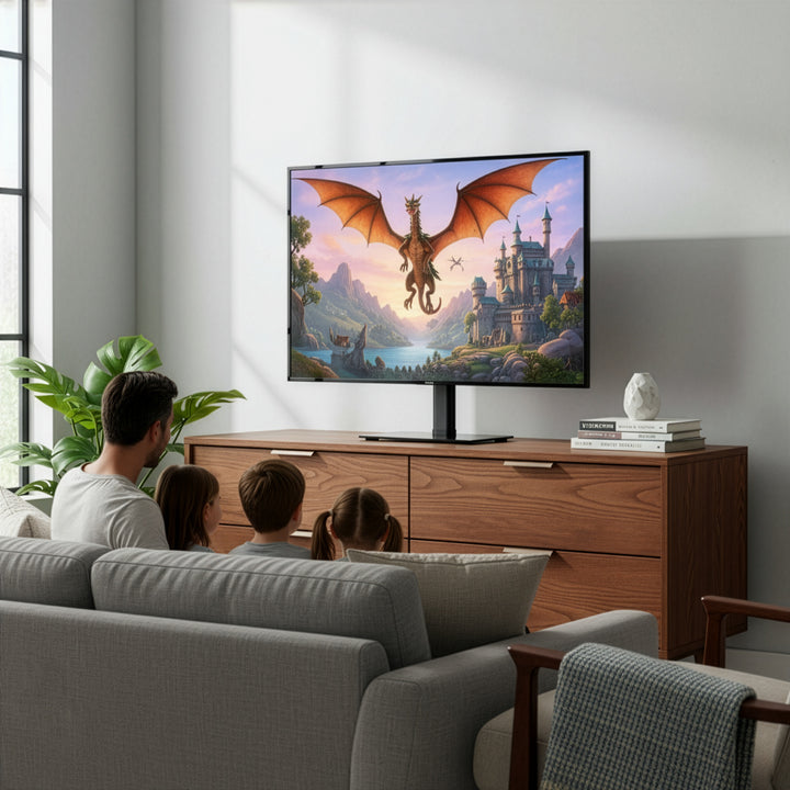 Universal-TV-Ständer Maclean, für RTV-Schrank, Standfuß, max. 35 kg, Drehung 20 Grad, für TV 32-55", MC-132