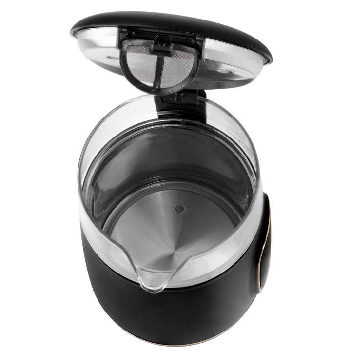 Adler elektrischer Glas-Wasserkocher 1,7L, Schwarz und Gold, Temperaturregelung, LED-Anzeige, AD 1305 bg
