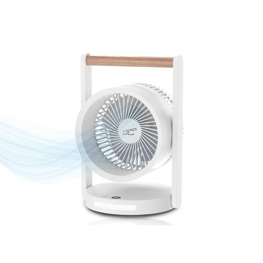 LTC kabelloser Tischventilator, Nachtlicht und LCD-Anzeige, 5 Geschwindigkeitsstufen, 3600 mAh Akku, LXWB17
