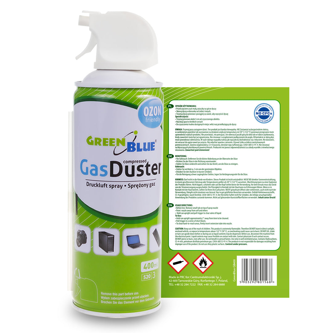 Pressluft GreenBlue GB400 400ml Pistolenzerstäuber - Pistolenspray, 4 Stück
