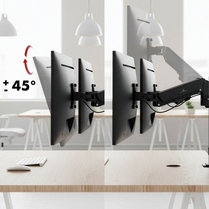 Halterung für 2 Maclean-Monitore, Gasfeder, 17"-32", 2-10kg, schwarz, MC-136