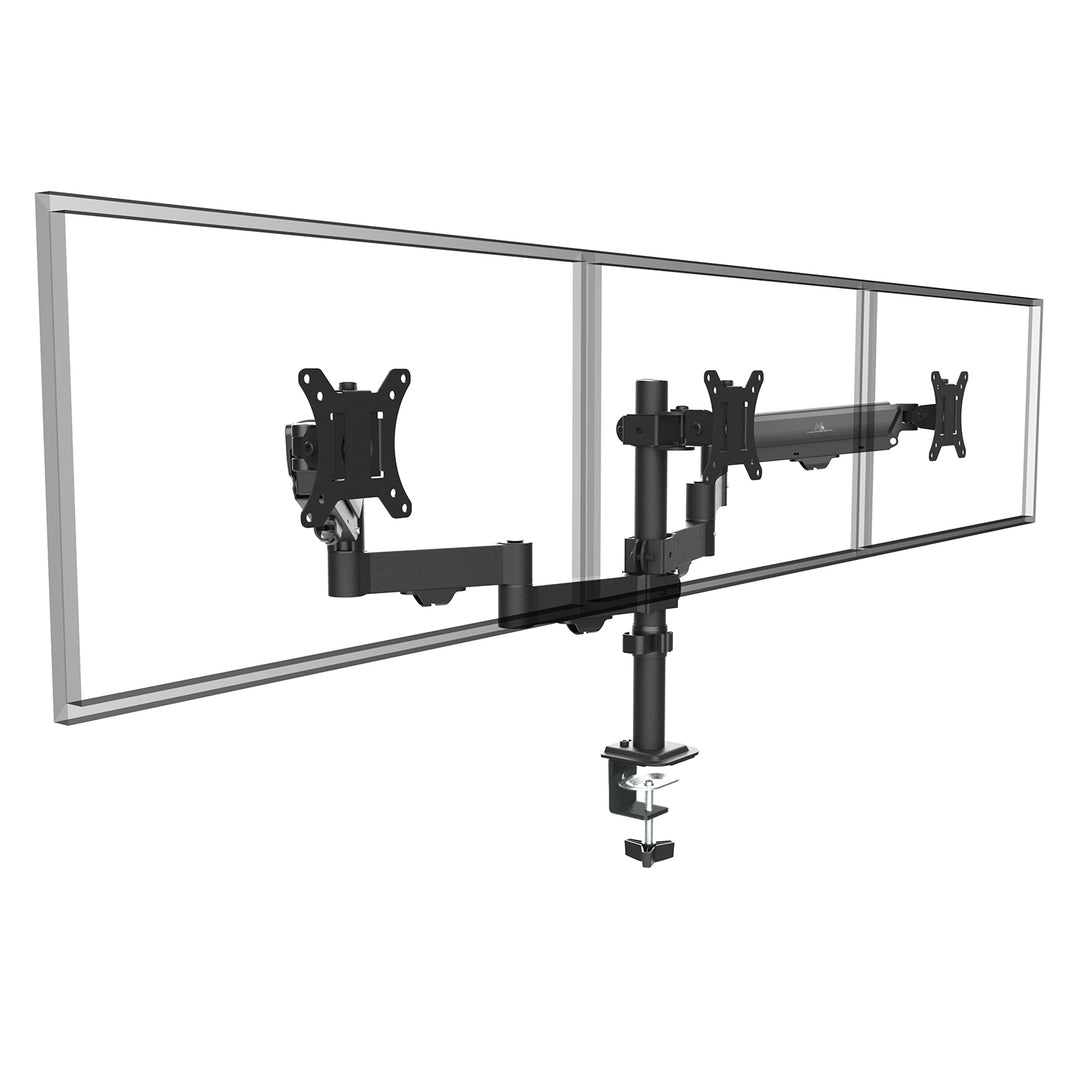 Halterung für 3 Maclean-Monitore, Gasfeder, 17"-27", 2-8kg, schwarz, MC-137