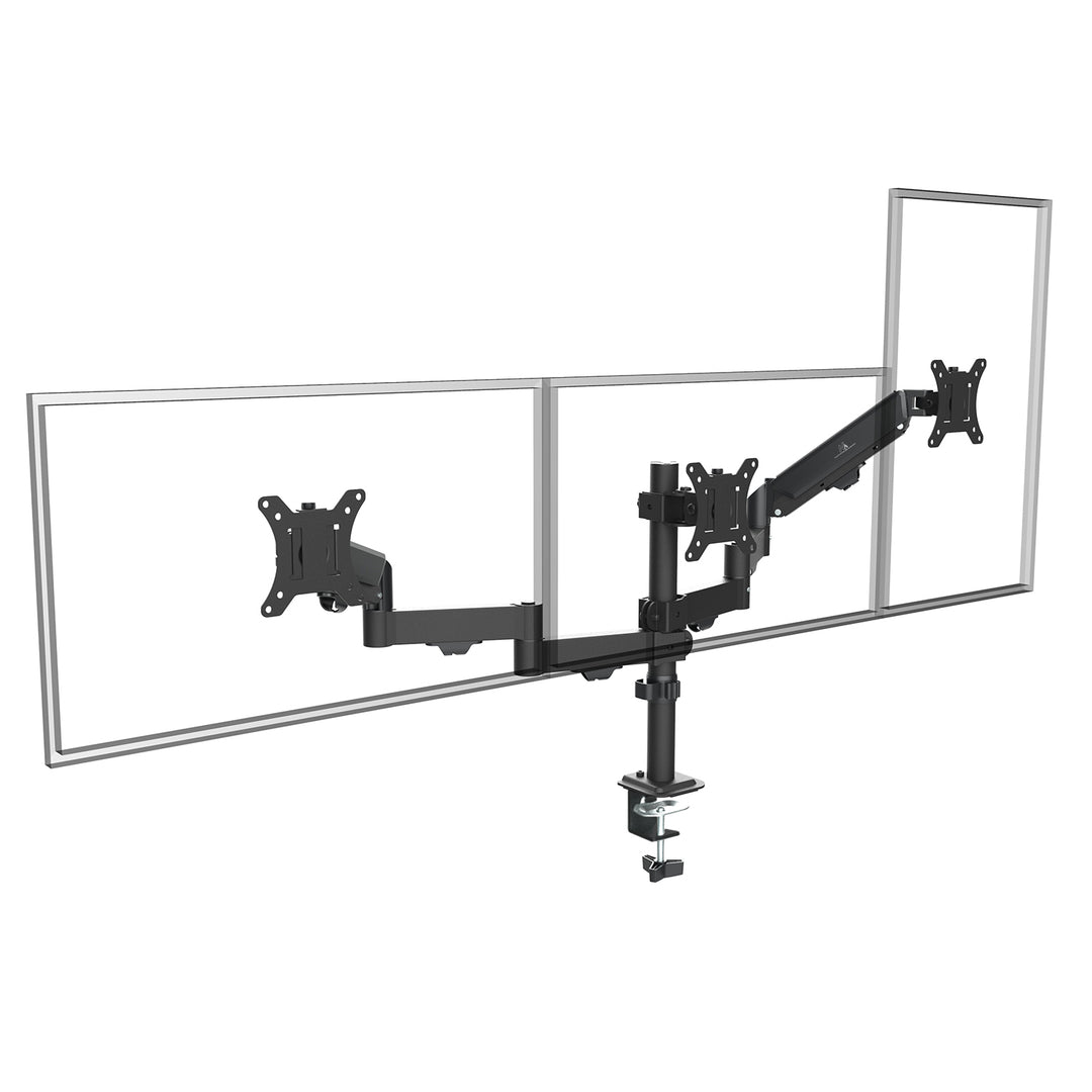 Halterung für 3 Maclean-Monitore, Gasfeder, 17"-27", 2-8kg, schwarz, MC-137