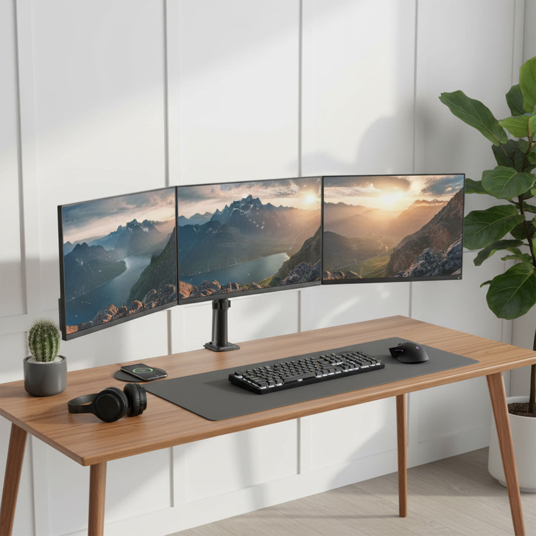 Halterung für 3 Maclean-Monitore, Gasfeder, 17"-27", 2-8kg, schwarz, MC-137