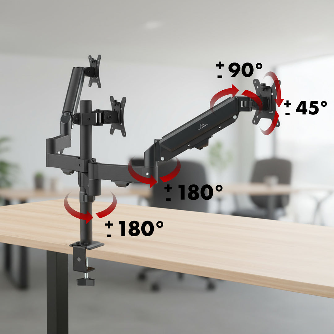 Halterung für 3 Maclean-Monitore, Gasfeder, 17"-27", 2-8kg, schwarz, MC-137