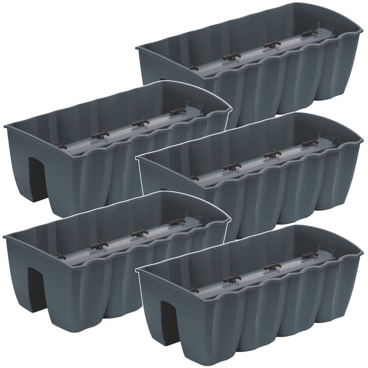 5x Balkonkasten Topf für Brüstung 58cm