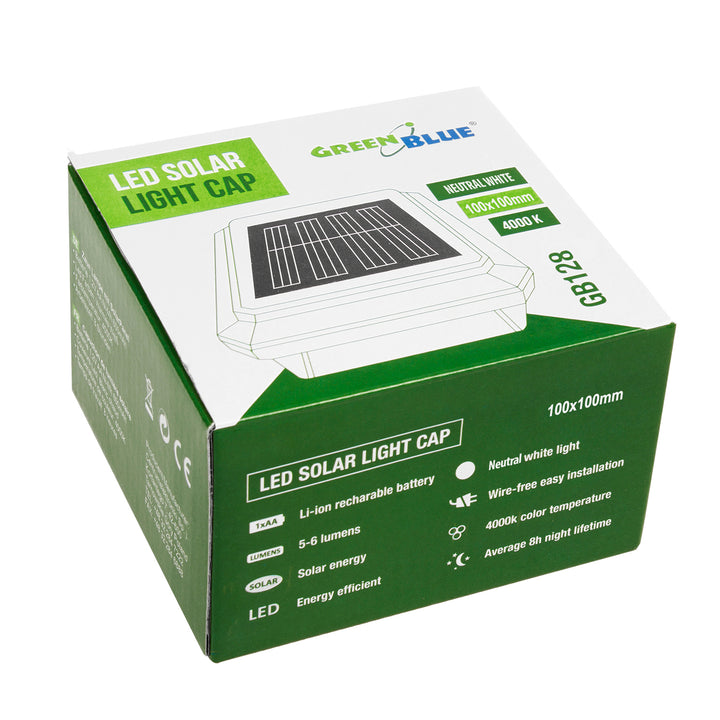 GreenBlue Solar LED Mastleuchte, 100x100mm, Schutzdach, GB128, 4 Stück