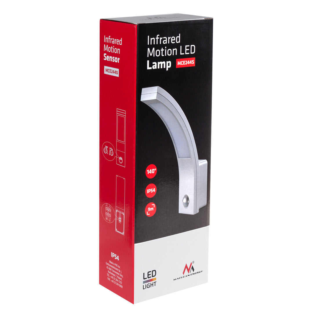 Maclean LED-Lampe mit Bewegungsmelder, PIR-Bewegungsmelder, silber, 10W, IP54, 750lm, neutralweiß (4000K) MCE244 S, 2 Stück