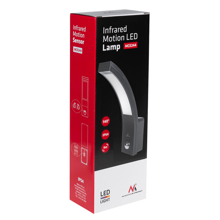 Maclean  LED-Lampe mit Bewegungsmelder, PIR-Sensor, schwarz, 10W, IP54, 750lm, neutralweiß (4000K) MCE244 B, 2 Stück