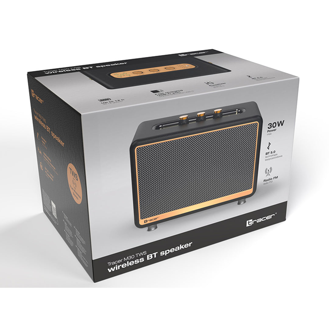 Tracer Tragbarer Lautsprecher, Bluetooth, FM-Radio, 30 W, schwarz, M30
