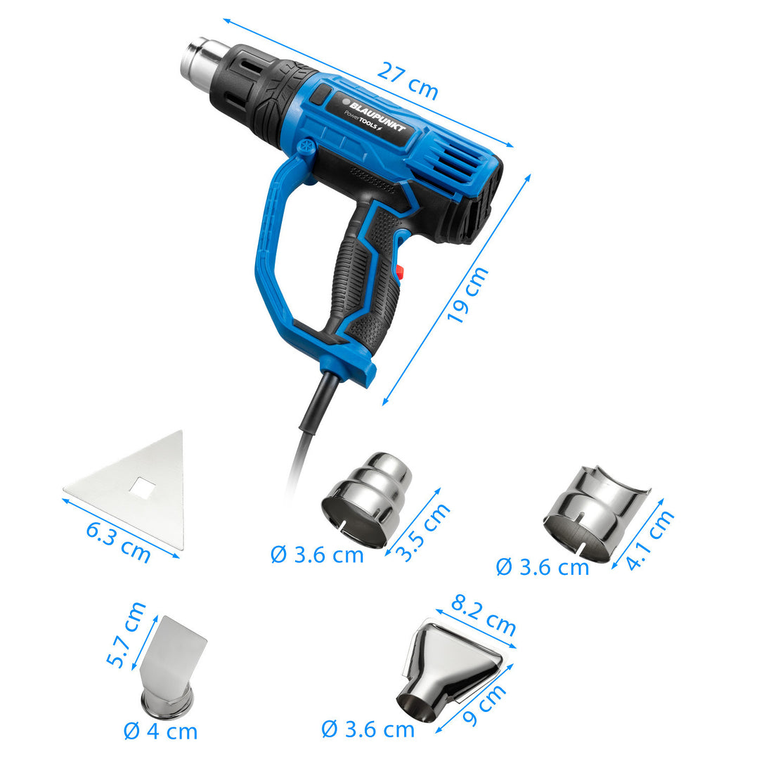 Blaupunkt Heißluftpistole, 2000W, Gebläseregelung, Bereich 350-600°C, HG2010