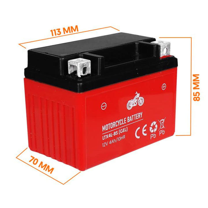 Lamex Gel-Batterie, Motorrad, 12V, 4Ah, LTX4L-BS
