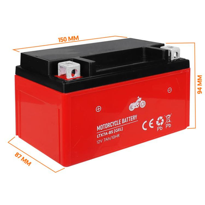 Lamex Gel-Batterie, Motorrad, 12V, 7Ah, LTX7A-BS rot